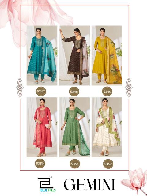 Blue hills gemini anarkali 3pcs wholesale kurtis in surat with price